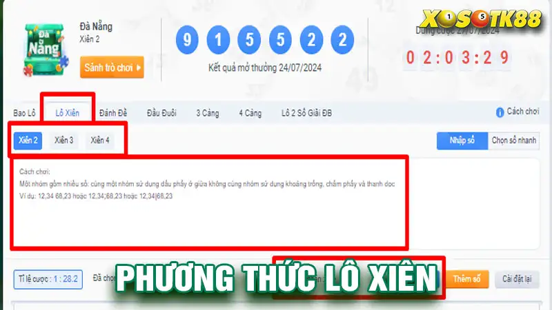 Phương thức lô xiên tại xổ số miền trung tk88